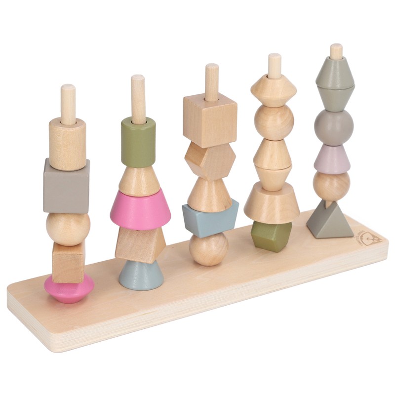 Stack Matching Set Educational Wood with 10 Cards Geometric Shape