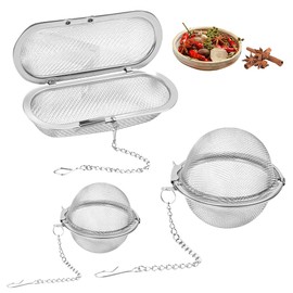 VGECEE Set of 3 Tea Strainer Stainless Steel Tea Infuser for Loose Tea Cup with Chain Spice Strainer Tea Ball Tea Filter Stainless Steel Tea Bag Strainer Insert 3 Sizes Ideal for Teapots
