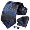 HISDERN Black Royal Blue Ties for Men Floral Mens Ties