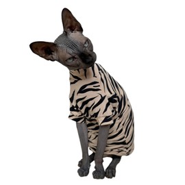 Limited Edition Sphynx Cat Cotton T-Shirts Hairless Cat Sweatshirt Pet Kitten Clothes Round Collar Kitten Shirts Vest Cats & Small Dogs Apparel (White Tiger, L (7.7-9.9 lbs))