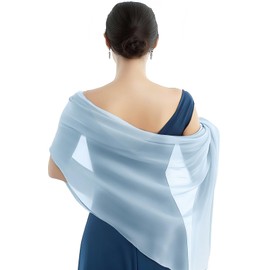 P Pothuiny Women’s Chiffon Sheer Shawl Wraps, 79"x 24", Baby Blue, 79" x 24"