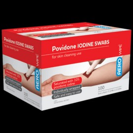 AEROWIPE 10% Povidone Iodine Swabs 60 x 33mm 100 Packs