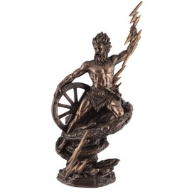 Taranis Celtic God of Thunder - with Lightning and Wagon Wheel Bronzed by Veronese