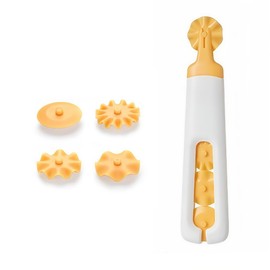 4-in-1 Pasta Cutter Wheel with Interchangeable Rollers | Ravioli, Cookie, Pizza Dough Cutter | Compact Plastic Design (6.1in)