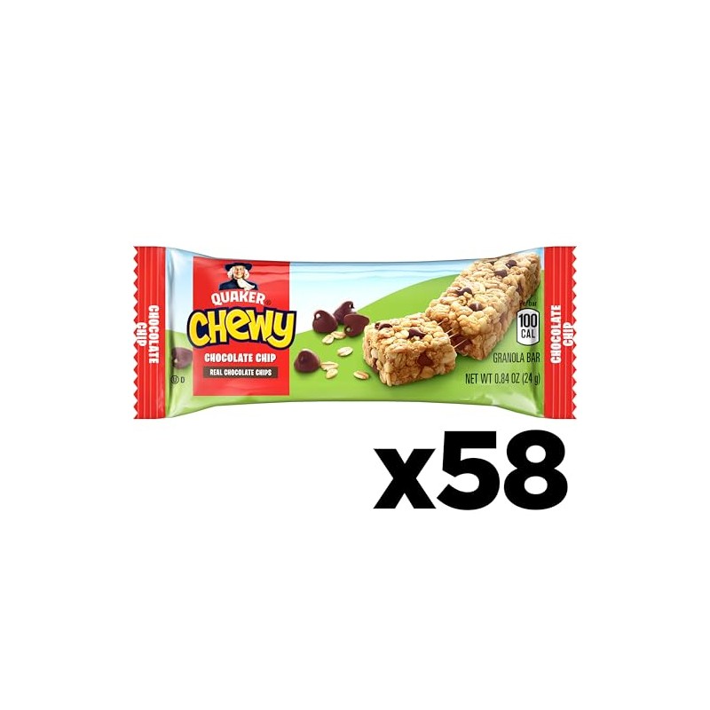 Quaker Chewy Granola Bars, Chocolate Chip, 58 Count - Packaging