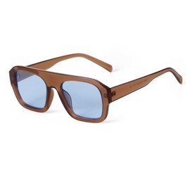 SDINM Blue Sunglasses for Women Trendy Fashion Thick Frame Square Aviator Blue Lens Sun Glasses Shades