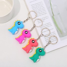 Fuqimanman2020 4PCS Kawaii Dinosaur Keychains for Kids Girl Boy，Cute Novelty Dinosaur Key Ring, Backpack Keychain for Children,Silicone jewelry，Aesthetic Accessories, Decoration