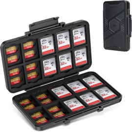 JJC Funda para Tarjetas de Memoria de 60 Ranuras, para 20 SD SDHC SDXC y 40 MSD TF Organizador Impermeable y Antigolpes para Tarjetas MicroSD SD para Fotografía de Viaje al Aire Libre