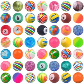 Ohanniewa 50 Pieces 27mm Mixed Pattern Colorful Bouncy Balls for Kids Assorted Bouncy Balls Toys for Kids Party Favors,Birthdays Party Favors, Classroom Prizes
