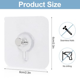 OUMASK 40 Pcs Self Adhesive Wall Hooks No Drill Hooks for Hanging, No-Trace Sticker Frame Hangers Without Nails for Mount Wall Shelf, Bathroom