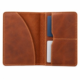 Brown Unisex Genuine Leather Passport wallet Women Vintage Cow Leather Passport cover Wallet Men Credit Card Holder Travel Wallet