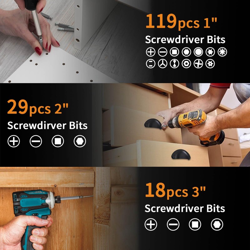 ENERTWIST 228 Pcs Screwdriver Bit Set, CR-V 1/4" Hex Shank