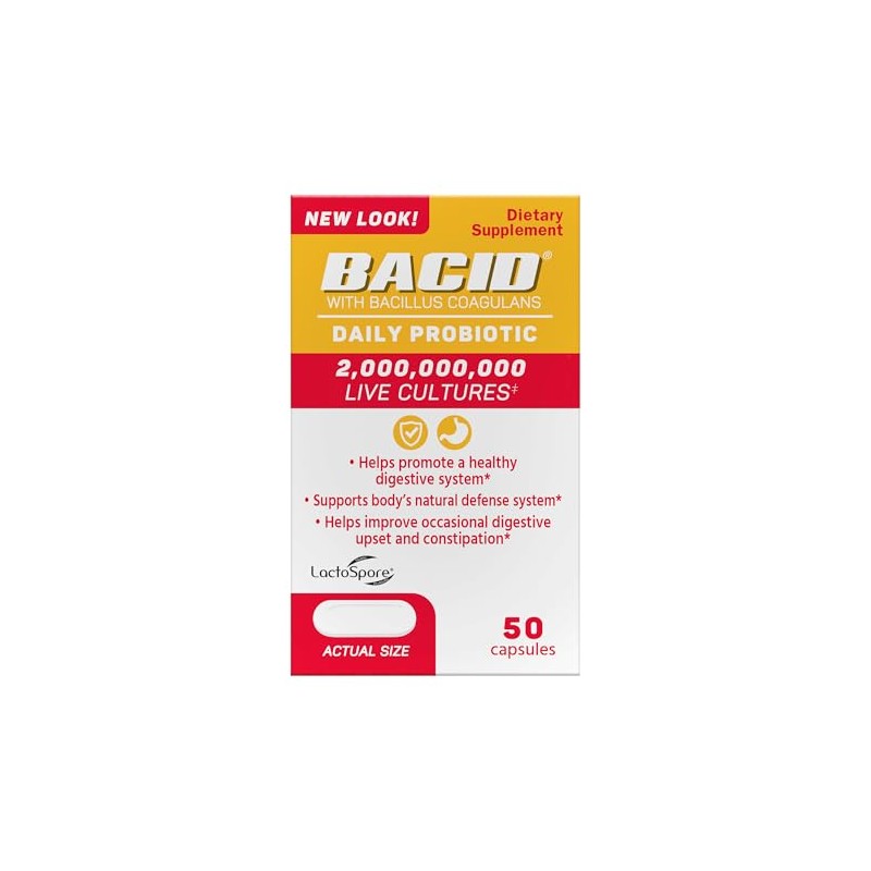 Bacid Daily Probiotic with Bacillus Coagulans, Dietary Supplement for Digestive