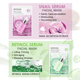 GUOYAOLIFU Face Mask Skincare Facial 6 Sheet Facial Spa Moisturizing Skincare Hydrate, Radiance Boost, Soothe, Revitalize, Nourish, Purify Skin For All Skin Types