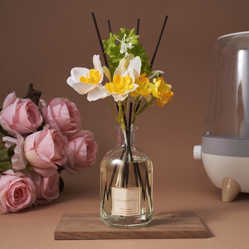 COCORRÍNA Reed Diffuser - Clean Linen 8.5 Fl.oz/ 250ml Flower