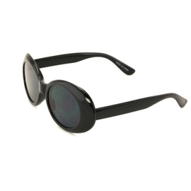 V.W.E. Vintage Sunglasses UV400 Bold Retro Oval Mod Thick Frame Sunglasses Clout Goggles with Round Lens (Black, Black)