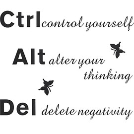 Wall Decal for Office Inspirational Wall Sticker Quotes Control Yourself Alter Your Thinking Delete Negativity Motivational Wall Decals Family Decor Quotes for Home Office Living Room Wall Art