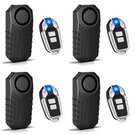 113db Bike Alarm,GreenCycle Bicycle Alarm with Remote,Bike Alarms for Ebikes,IP65 Waterproof,7 Levels of Sensitivity,Easy Installation,for Bicycles, Electric Bicycles,Motorcycle,4PK