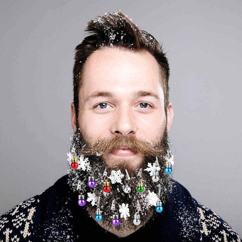 Faburo 16pcs Beard Christmas Baubles Clips and 4pcs Jingle Bells,