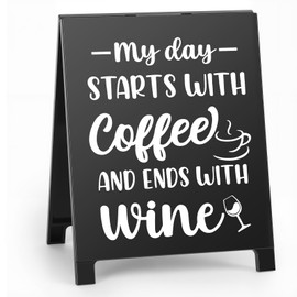 Letreros de café para estación de café, My Day Starts, computadora de cocina en casa, regalo de elefante para compañeros de trabajo, mujeres y hombres (negro)