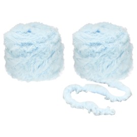 PATIKIL 70yds Faux Fur Yarn, 2 Skeins Fuzzy Yarn Crochet Fluffy Yarn Soft Chunky Polyester Plush Fur Eyelash for Crocheting Knit Blanket Rug Sweater Scarf Hat Bear Craft,Light Blue