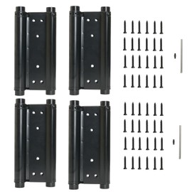 8inch Black Double Action Spring Hinges, Self Closing Door Hinges for Cafe Saloon Pub Swinging Doors, 201 Stainless Steel, Including Pins and Screws, 4Pack