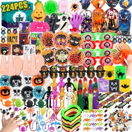 xFFFun 224 PCS Halloween Party Favors for Kids, Halloween Toys Bulk for Kids Classroom Prizes, Goodie Bag Stuffers, Trick or Treat Toys, Carnival Treats Bag Fillers for Students Gifts