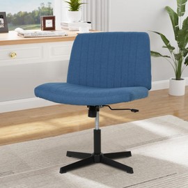 Capacmkseh Criss Cross Legged Chair, Armless Vanity Chair, Comfy Wide Desk Chair for Home, Vanity Room, Bedroom, Office