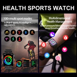 Smartwatch Men's Robust Military Fitness Watch with Phone Function Heart Rate Sleep Monitor Blood Pressure Monitor Pedometer Calories 100+ Sports Modes Fitness Tracker Sports Watch for Android iOS