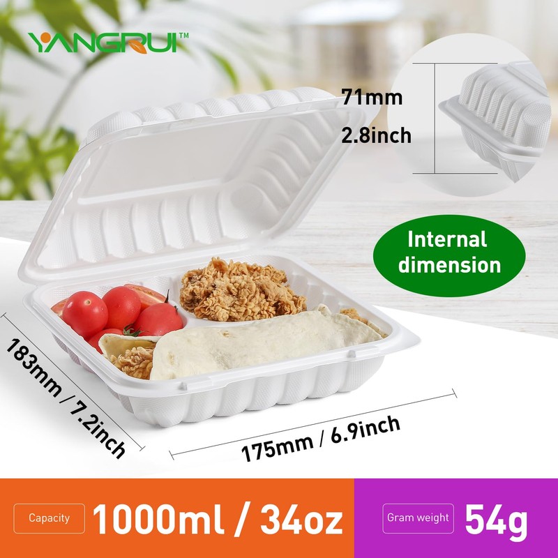 YANGRUI To Go Food Containers, Reusable 150 Pack 8 Inch