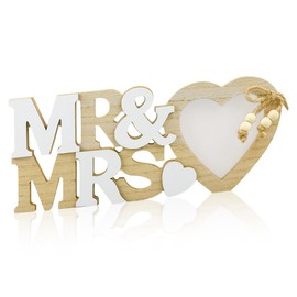 GLADFRESIT Mr & Mrs Wedding Picture Frames Wooden Love Photo Frame crafts Personal Photo Frame Romantic Gifts Creative home decor for Wedding Anniversary Small Ornaments Decorations(B)