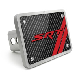 iPick Image Made for Dodge SRT UV Graphic Carbon Fiber Look Billet Aluminum 2" x 2" inch Tow Hitch Cover