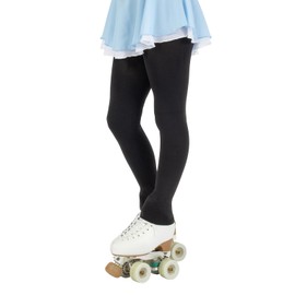 CALZITALY Figure Skating Tights for Girls, Footless Tights, Skating Leggings, Opaque Leggings, 80 DEN, Made in Italy (Black, 8-10 Years)