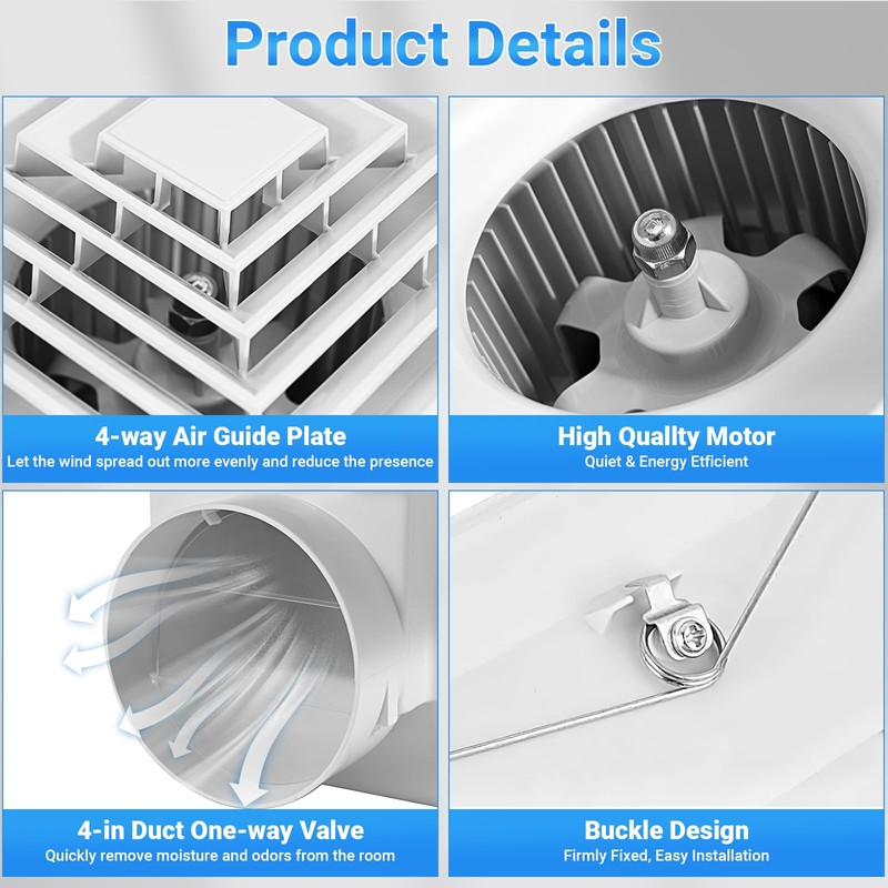 FEITON 90 CFM Bathroom Fan Exhaust Fan Ceiling Mount, 25W,