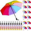 Silkfly 24 Pcs Rainbow Umbrella Bulk Compact Portable Tri Fold
