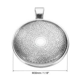 PATIKIL Colgante Bandejas con Transparente Cristal Cabujones, 20 Juegos 30mm Redondo Bisel Bandejas Colgante Cúpula Azulejos para Foto Colgante Fabricación de joyería, Plata Gris