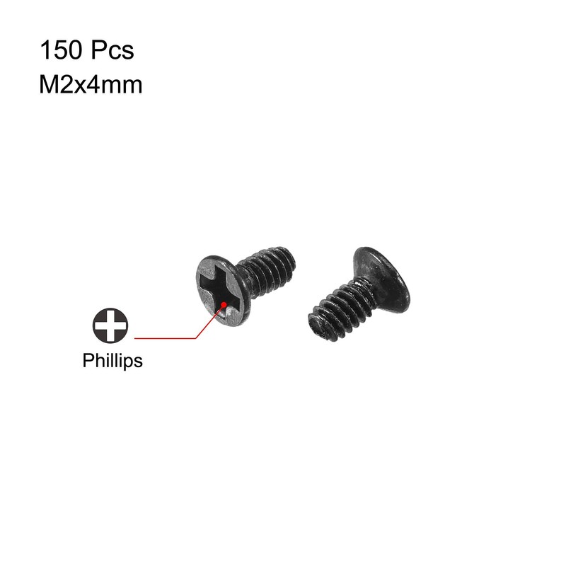 sourcing map M2 x 4 mm Phillips Flat Head Screw