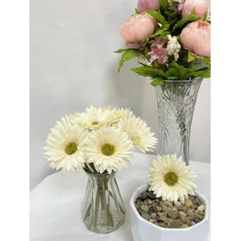 DSforG 10PCS Artificial Daisy Artificial Flowers Gerbera Daisy Silk Flowers Faux Daisy Faux Flower for Party Home Kitchen Garden Wedding Decor(Cream White)