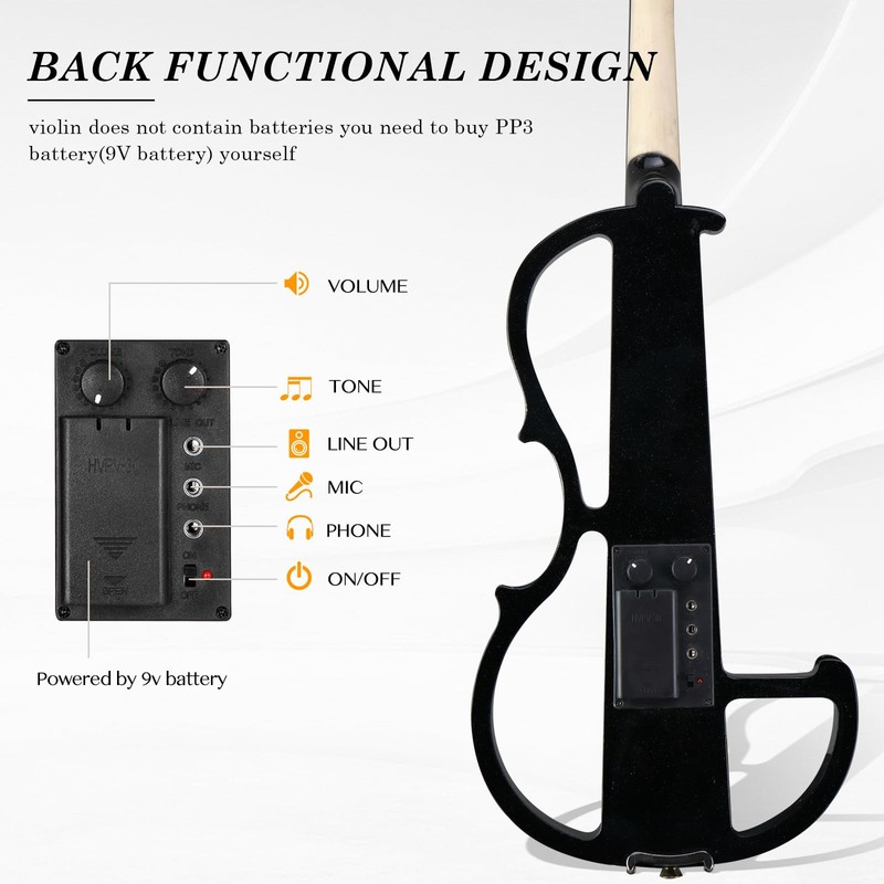 Ktaxon Full Size Electric Violin, 4/4 Acoustic Silent Electric Violin