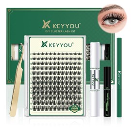 KEYYOU Pestañas Postizas Kit Completo Y05 Kit de Extensión de Pestañas Suaves y Espesas DIY 144 piezas Pestañas Postizas Suaves y Naturales 8-18MIX D Curl Adecuado para Principiantes(Kit-Y05)