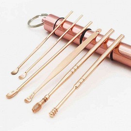 Portable stainless steel earpick set rose gold earwax removal