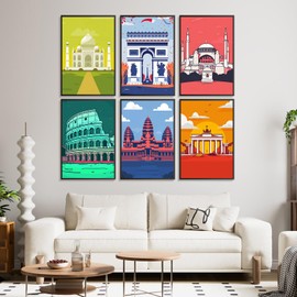 Offito 6 Pack Paint by Numbers Kit for Adults Beginners - 8x12 inch City Adult Paint by Number Kits on Canvas, Cityscape DIY Acrylic Oil Number Painting Kits for Adults, Perfect for Gift Home Decor