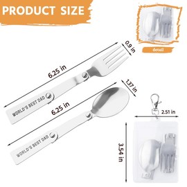 Dad Foldable Spoon and Fork Set World‘s Best Dad Travel Utensils with Case Fathers Day Birthday Gifts for Father Papa Portable Fork and Spoon Set 2 PCS Travel Picnic Outdoors Camping Forks Spoons Kit
