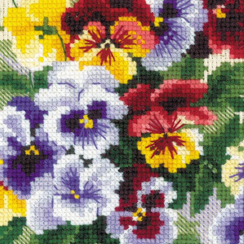 Riolis, Stiefmütterchen-Medley, gezählter Kreuzstich-Kit, 20,3 x 20,3 cm, 14-fädig
