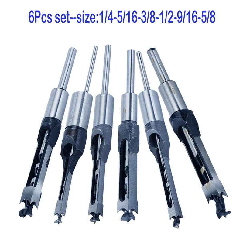 MAX-CRAFT 6Pcs Wood Square Hole Mortise Chisel Bit Woodworking Drill