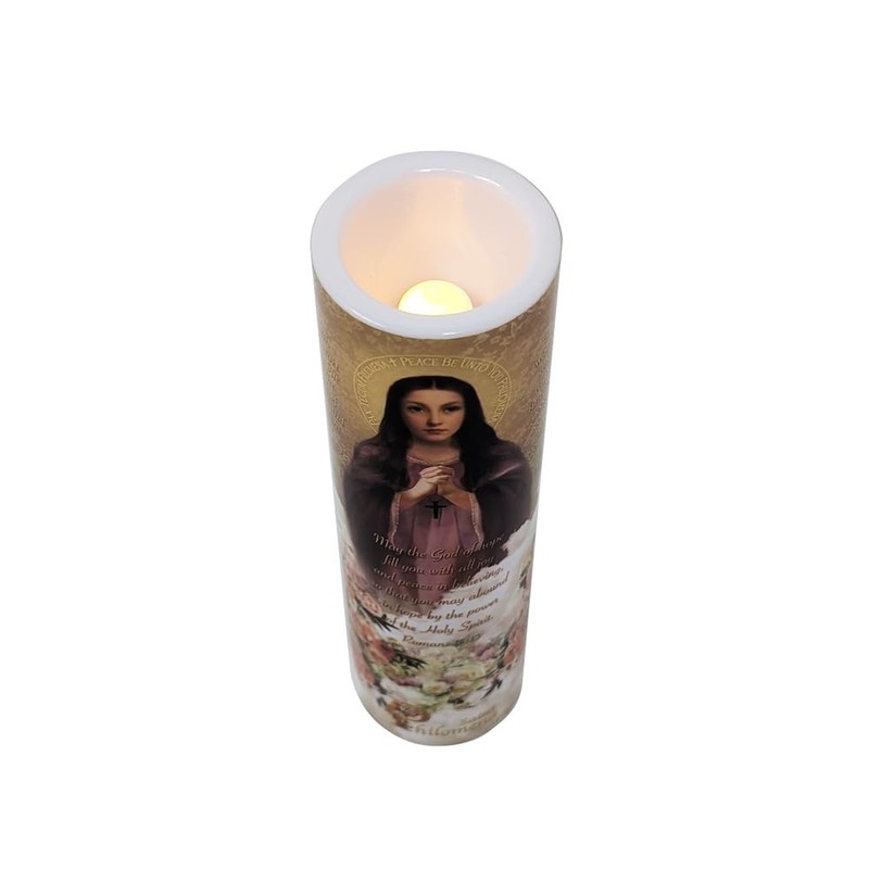 THE SAINTS COLLECTION St Philomena, LED Flameless Devotional Prayer Candle