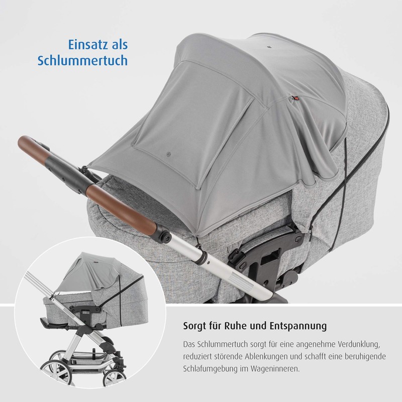 reer ShineSafe Premium Sonnensegel und Schlummertuch für den Kinderwagen, grau