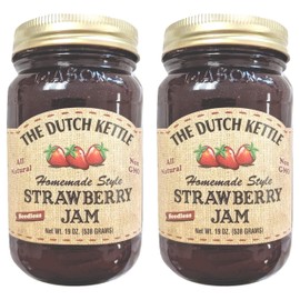 The Dutch Kettle Amish Homemade Style Strawberry Jam Seedless 2-19 oz Reusable Jars