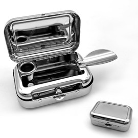 Portable Ashtrays, Portable Metal Windproof Waterproof Mini Ashtray, with Lid Stainless Steel Car Ash Tray, Universal Car Accessories (Silver #01)
