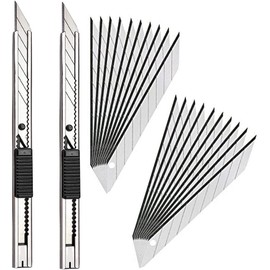 Gebildet 2pcs 9mm Utility Knife with 20pcs Replaceable Blades -Auto Vinyl Cutting Knife Tint Film Hand Tools